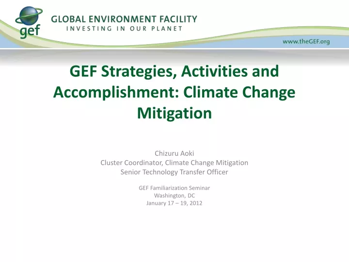 gef strategies activities and accomplishment climate change mitigation