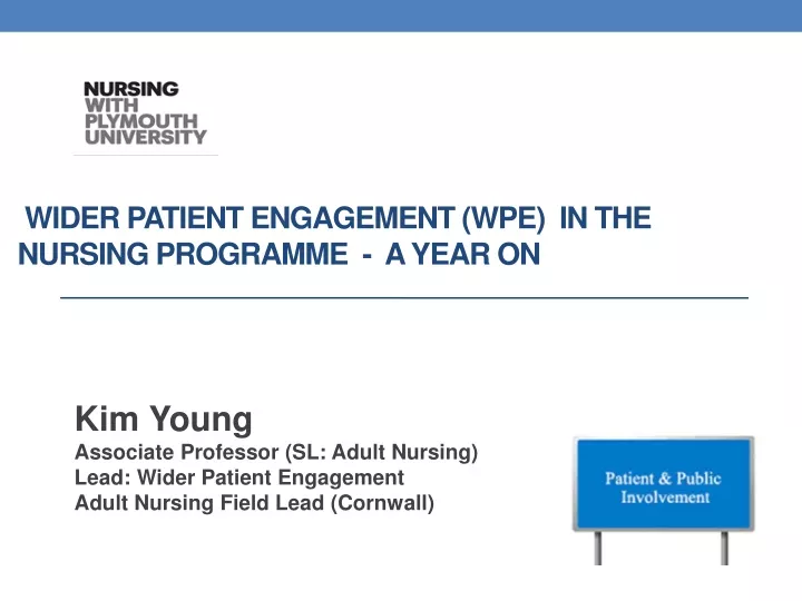 wider patient engagement wpe in the nursing programme a year on