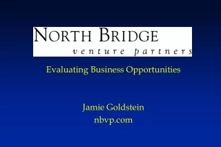 Evaluating Business Opportunities Jamie Goldstein nbvp