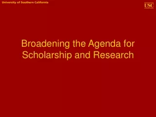 Broadening the Agenda for Scholarship and Research