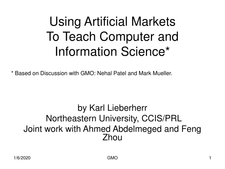 using artificial markets to teach computer and information science