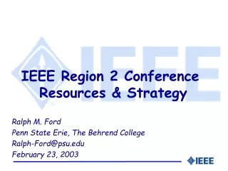 IEEE Region 2 Conference  Resources &amp; Strategy