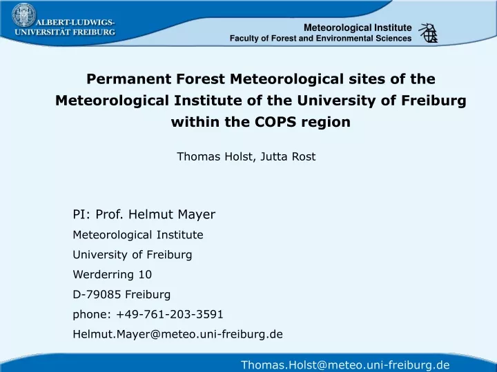 permanent forest meteorological sites