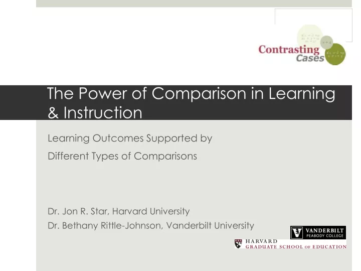 the power of comparison in learning instruction