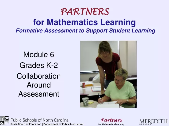 partners for mathematics learning formative assessment to support student learning