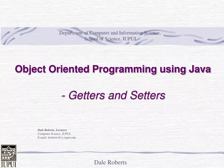 object oriented programming using java getters and setters