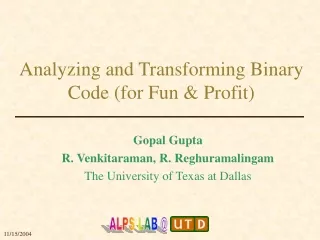 Analyzing and Transforming Binary Code (for Fun &amp; Profit)