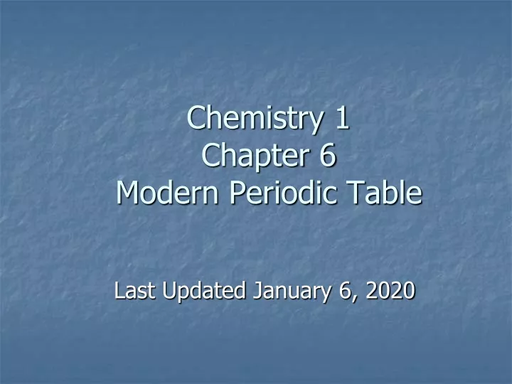 chemistry 1 chapter 6 modern periodic table