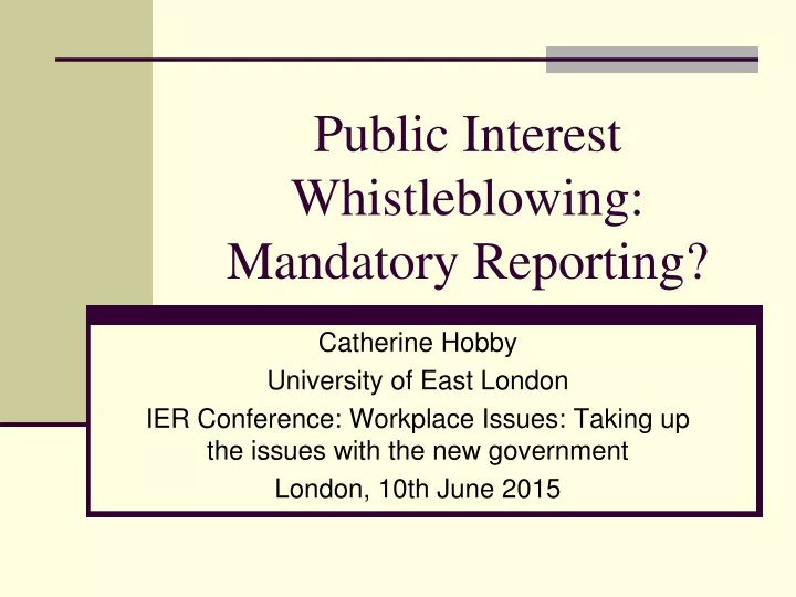 public interest whistleblowing mandatory reporting