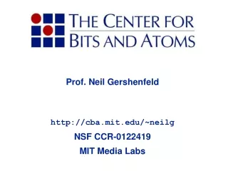 Prof. Neil Gershenfeld cba.mit/~neilg NSF CCR-0122419 MIT Media Labs