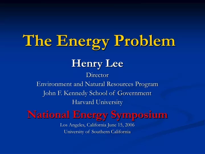 the energy problem