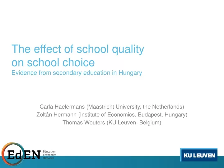 the effect of school quality on school choice evidence from secondary education in hungary