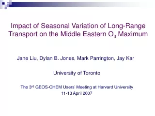 Impact of Seasonal Variation of Long-Range Transport on the Middle Eastern O 3  Maximum
