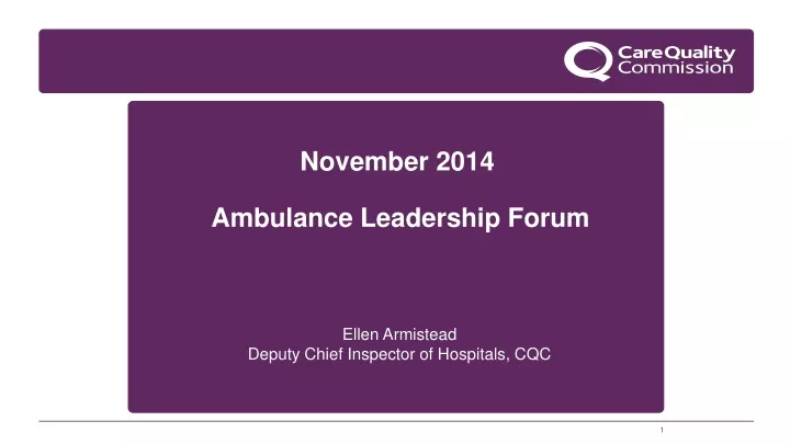 november 2014 ambulance leadership forum