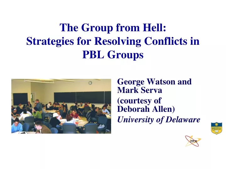 the group from hell strategies for resolving conflicts in pbl groups