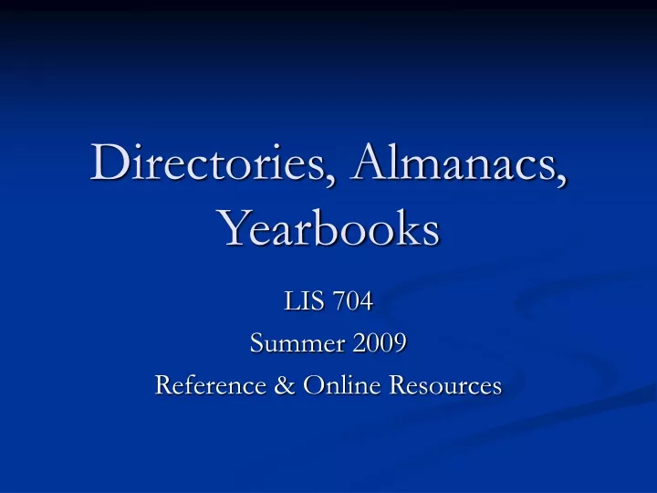 directories almanacs yearbooks