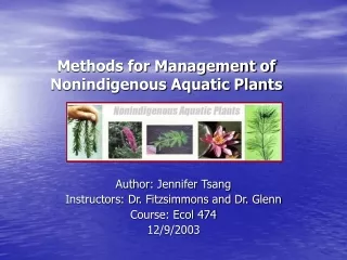 Methods for Management of Nonindigenous Aquatic Plants