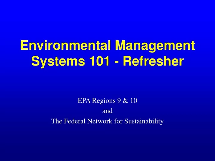environmental management systems 101 refresher