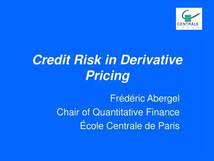 credit risk in derivative pricing