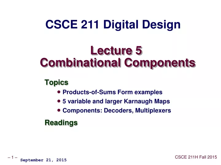 lecture 5 combinational components