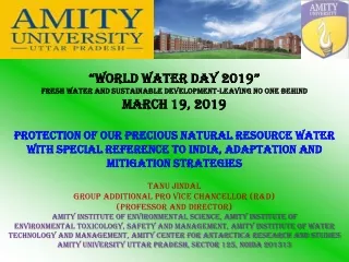 “World water day 2019” Fresh water and Sustainable development-leaving no one behind