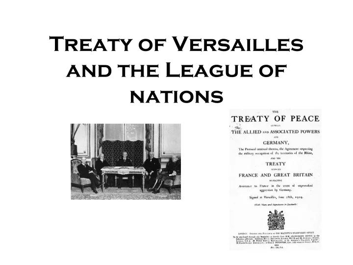 treaty of versailles and the league of nations