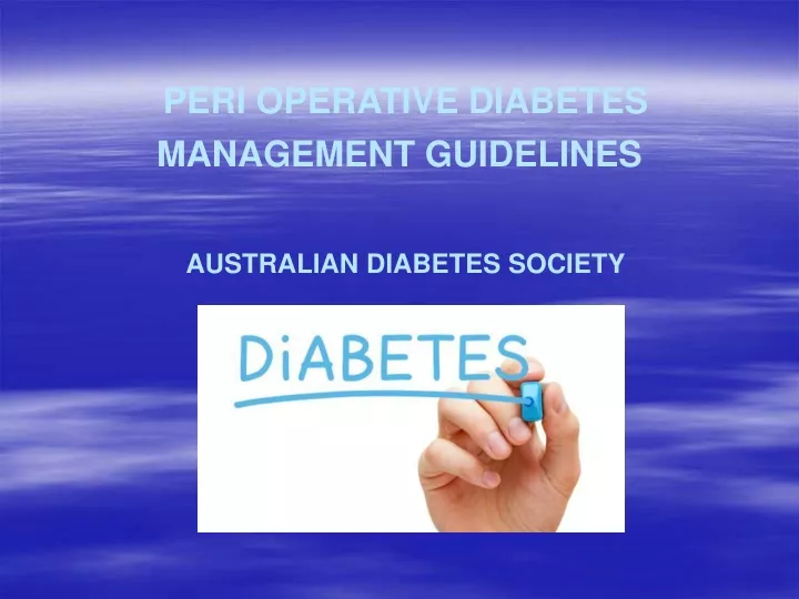 peri operative diabetes management guidelines australian diabetes society