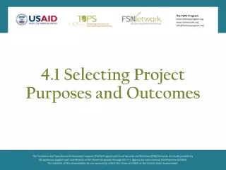 4.1 Selecting Project Purposes and Outcomes