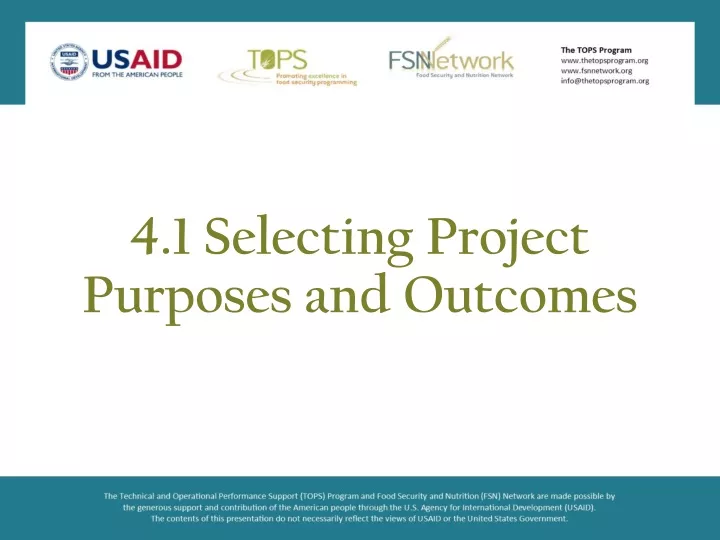 4 1 selecting project purposes and outcomes