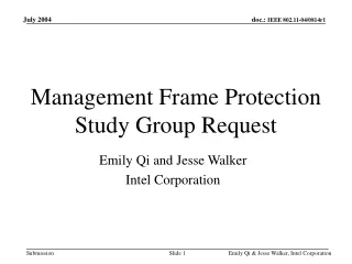 Management Frame Protection Study Group Request