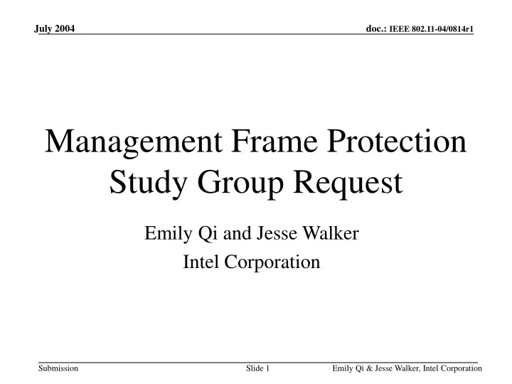 management frame protection study group request