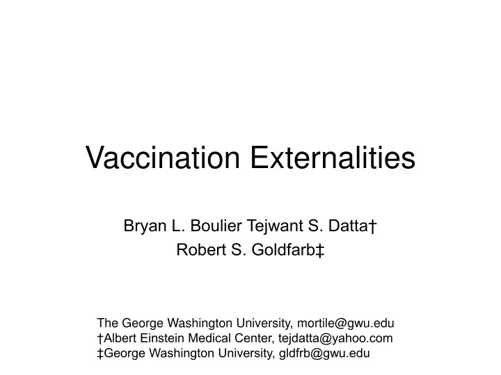 vaccination externalities