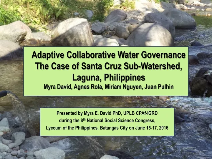 adaptive collaborative water governance the case