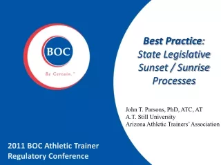 Best Practice : State Legislative Sunset / Sunrise Processes
