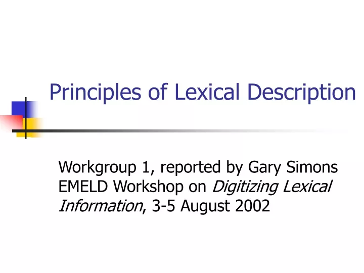 principles of lexical description