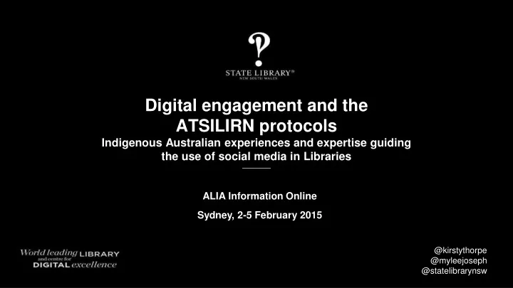 digital engagement and the atsilirn protocols