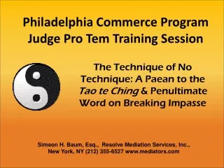 Philadelphia Commerce Program Judge Pro Tem Training Session