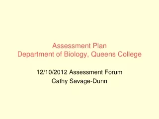 Assessment Plan Department of Biology, Queens College