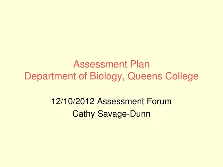 assessment plan department of biology queens college