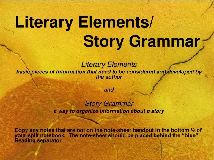 literary elements story grammar