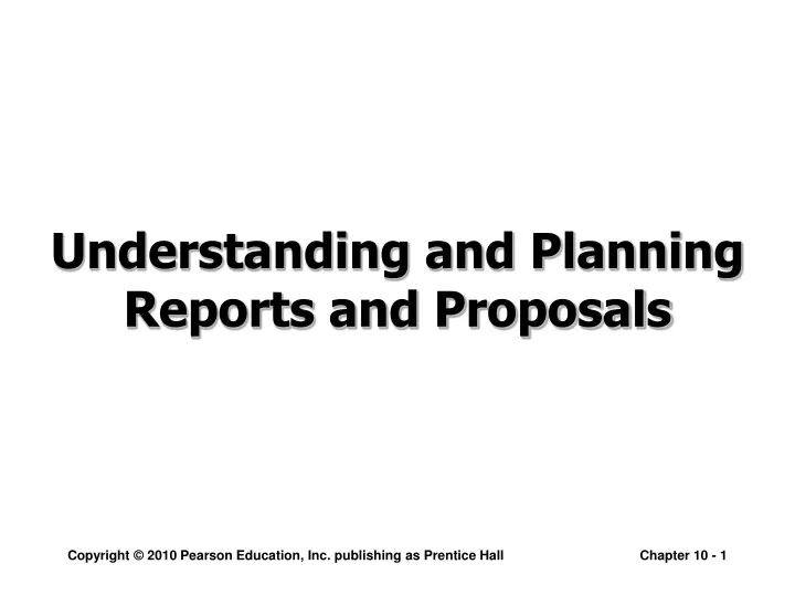 understanding and planning reports and proposals