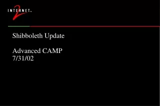 Shibboleth Update Advanced CAMP 7/31/02
