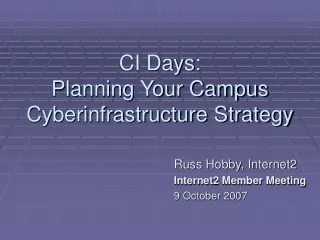 CI Days:  Planning Your Campus Cyberinfrastructure Strategy