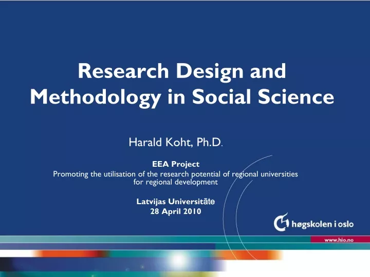 research design and methodology in social science