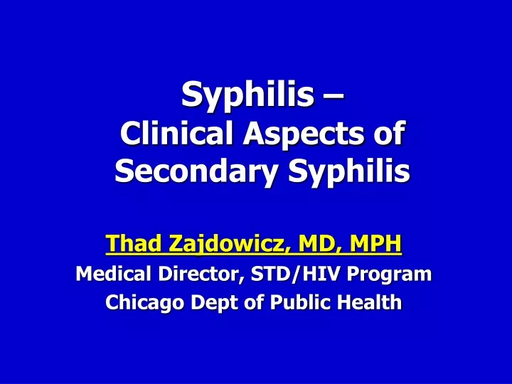 syphilis clinical aspects of secondary syphilis