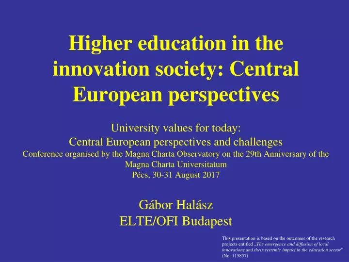 higher education in the innovation society