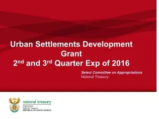 Urban Settlements Development Grant  2 nd  and 3 rd  Quarter Exp of 2016