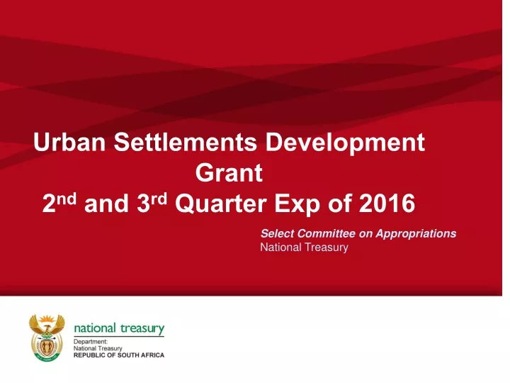 urban settlements development grant 2 nd and 3 rd quarter exp of 2016
