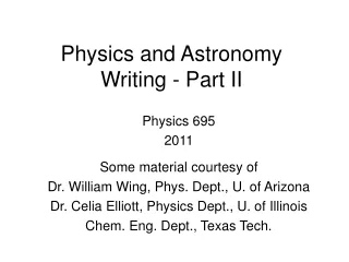 Physics and Astronomy Writing - Part II