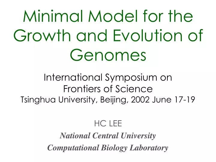 minimal model for the growth and evolution of genomes